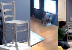 MOMENTO EXACTO en el que turista rompe silla de Swarovski en museo de Verona por tomarse una foto
