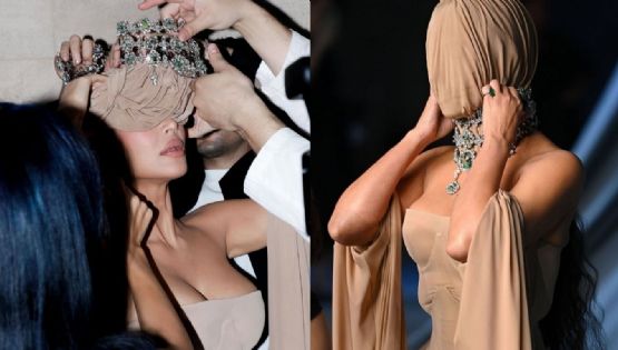 El regreso de un ícono: Kim Kardashian impresiona con máscara y corset nude en alfombra roja