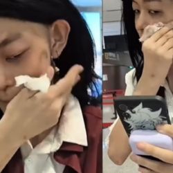 ¿Demasiado maquillaje? Sistema facial falla y mujer termina desmaquillada | VIDEO