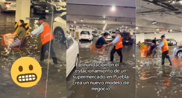 MOMENTO EXACTO en que 'viene, viene' improvisa un carrito como taxi para enfrentar inundación