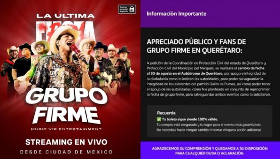 Grupo Firme cambia de fecha su presentación en Querétaro; esta es la nueva fecha del show