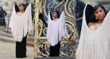 Cardi B impacta en París con un cuervo como accesorio en la Semana de la Alta Costura | VIDEO