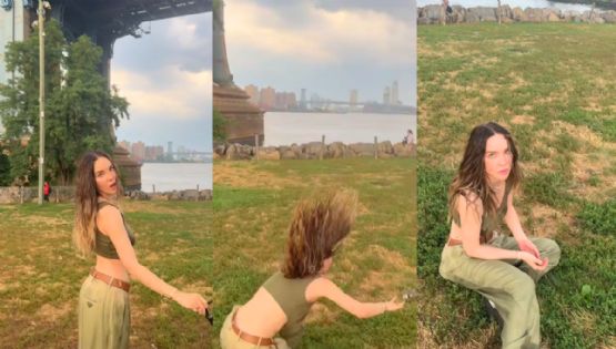 Belinda sufre aparatosa caída durante grabación y lo comparte con humor en TikTok | VIDEO